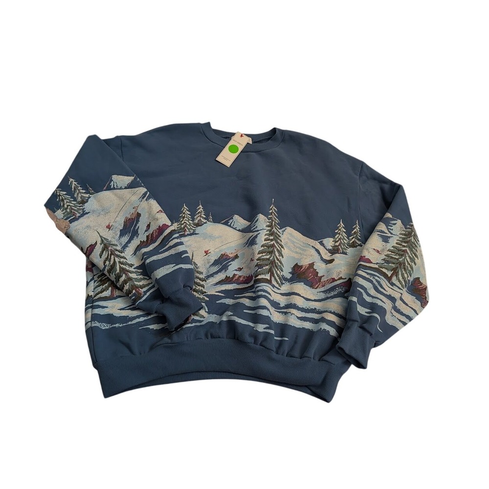 Daydreamer LA Red Dress Ski Dark Blue Multi Cotton Crewneck Sweatshirt S/M NEW - Picture 4 of 9